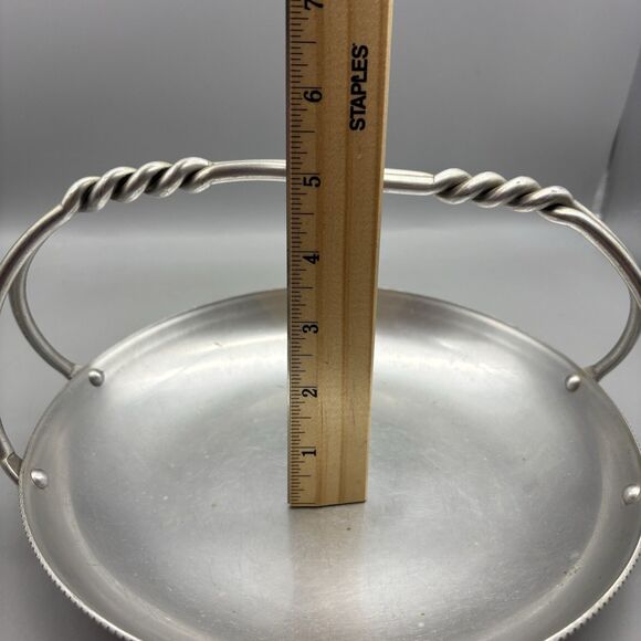 Vintage BW Buenilum Smooth Aluminum Round Metal Tray w/ Twisted handle 9" - Picture 11 of 12